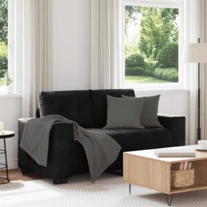 Fekete bársony loveseat kanapé 120 cm