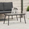 Fekete dohányzóasztal 90x45x42 cm polirattan