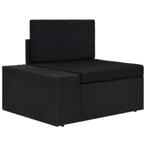 Fekete polyrattan sarokkanapé-elem jobb oldali karfával