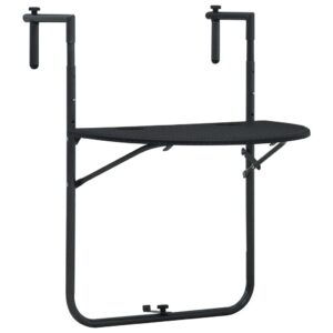 Fekete rattan hatású műanyag függő erkélyasztal 60x64x83