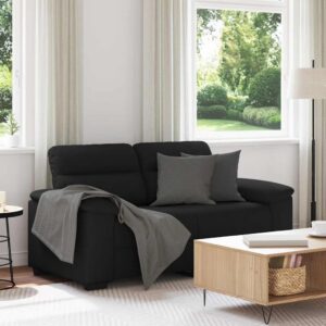 Kétszemélyes fekete szövetkanapé 120 cm