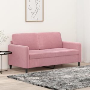 Kétszemélyes rózsaszín bársony kanapé 140 cm