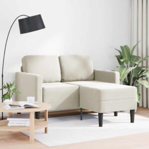 Krémszínű bársony 2 üléses kanapé l-alakú kanapéval 125 cm