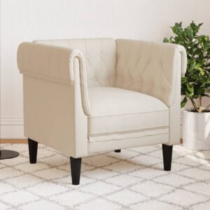 Krémszínű szövet chesterfield kanapé