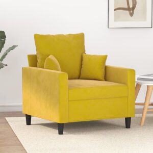 Sárga bársony kanapéfotel 60 cm