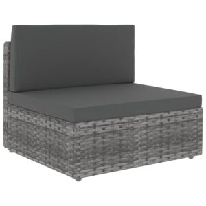 Szürke polyrattan középső kanapéelem