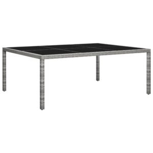 Szürke polyrattan kültéri étkezőasztal 200 x 150 x 74 cm