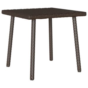 Téglalap barna polyrattan kerti dohányzóasztal 40x40x37cm