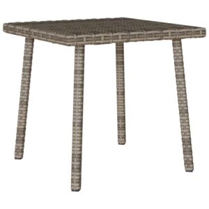 Téglalap szürke polyrattan kerti dohányzóasztal 40x40x37cm