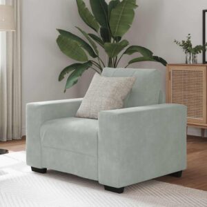 Világosszürke bársony kanapéfotel 59 cm