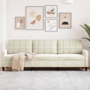 3 személyes krémszínű bársony kanapé 210 cm