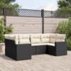 6 részes fekete polyrattan kerti ülőgarnitúra párnákkal