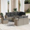 9-részes szürke polyrattan kerti ülőgarnitúra párnákkal