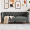 Chesterfield kanapé sötétszürke 182.5 x 74.5 x 74.5 cm szövet
