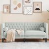 Chesterfield kanapé világosszürke 174 x 74.5 x 70.5 cm bársony