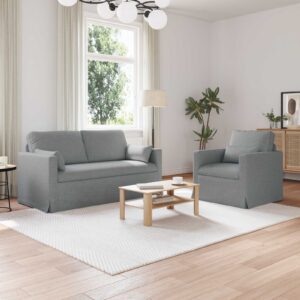 Kanapé 2 pcs világosszürke fém