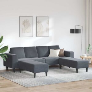 Kanapé szett 3 pcs sötétszürke bársony