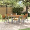 Kert étkező szett 7 pcs szürke és barna 150 x 90 x 75 cm
