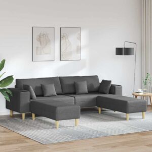 Szövet kanapé párnával 3 pcs sötétszürke 208 cm szövet