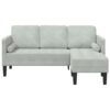 3-fős kanapé chaise l alakú világosszürke 160 cm pamut