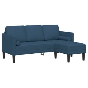 3-fős l-alakú kanapé kék 160 cm szövet