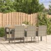 7-részes szürke polyrattan kerti ülőgarnitúra párnákkal