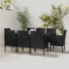 9 részes fekete polyrattan kerti étkezőgarnitúra