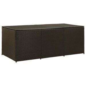 Barna kerti polyrattan tárolóláda 180 x 90 x 75 cm