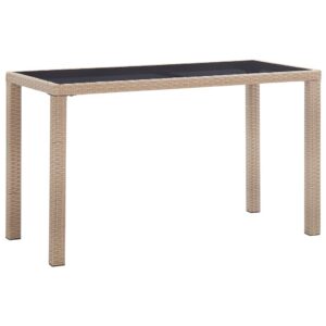 Bézs polyrattan kerti asztal 123 x 60 x 74 cm