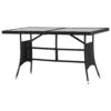 Fekete polyrattan kerti asztal 140 x 80 x 74 cm