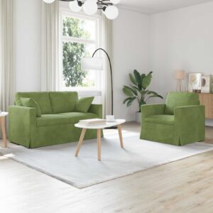 Kanapé 2 pcs világos zöld