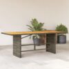 Szürke polyrattan akácfa lapos kerti asztal 190 x 80 x 74 cm