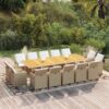 15 részes bézs polyrattan kerti étkezőgarnitúra párnákkal