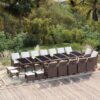 19 részes barna polyrattan kerti étkezőgarnitúra párnákkal