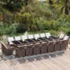 19 részes barna polyrattan kerti étkezőgarnitúra párnákkal