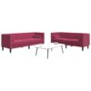 2 részes bordó bársony chesterfield kanapészett hengerpárnákkal