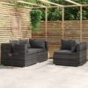 3 részes szürke polyrattan kerti ülőgarnitúra párnákkal