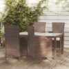 5-részes barna kültéri polyrattan étkezőszett párnákkal