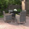 5 részes polyrattan és üveg kerti étkezőgarnitúra párnákkal