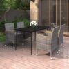 5 részes polyrattan és üveg kerti étkezőgarnitúra párnákkal