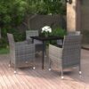 5 részes polyrattan és üveg kerti étkezőgarnitúra párnákkal