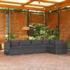 5-részes szürke polyrattan kerti ülőgarnitúra párnákkal