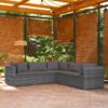 5-részes szürke polyrattan kerti ülőgarnitúra párnákkal