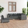 5-részes szürke polyrattan kerti ülőgarnitúra párnákkal