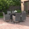 7 részes polyrattan és üveg kerti étkezőgarnitúra párnákkal