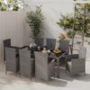 9 részes szürke polyrattan kültéri étkezőgarnitúra párnákkal