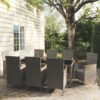 9 részes szürke polyrattan kültéri étkezőgarnitúra párnákkal