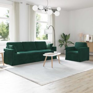 Kanapé 2 pcs sötétzöld 228 x 78 x 80 cm bársony