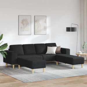 Kanapé szett 3 pcs fekete szövet