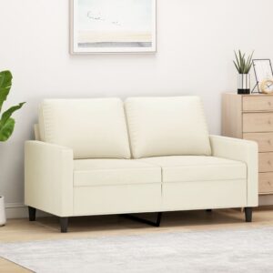 Kétszemélyes krémszínű bársony kanapé 120 cm